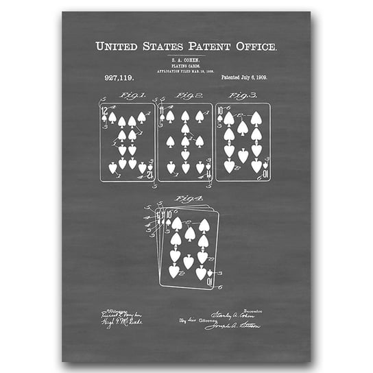 Plakat w stylu retro Karty do gry Patent A1 Vintageposteria