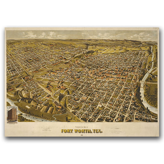 Plakat w stylu retro Mapa Fort Worth Teksas A2 Vintageposteria