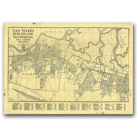 Plakat w stylu retro Mapa San Mateo A1 85x60 cm Vintageposteria