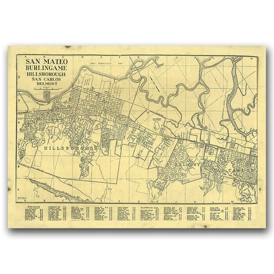 Plakat w stylu retro Mapa San Mateo A2 60x40 cm Vintageposteria