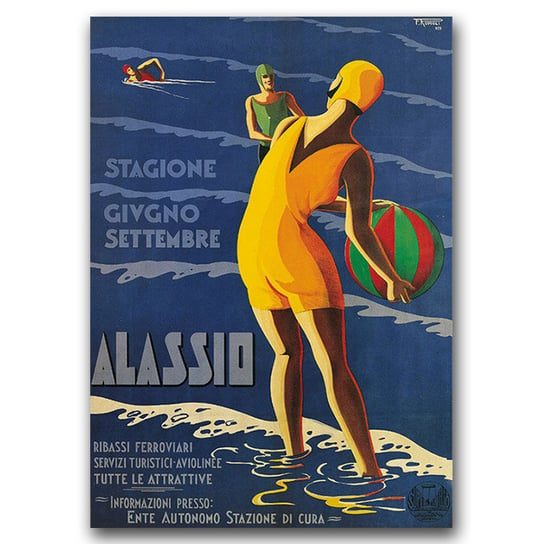 Plakat w stylu retro na płótnie Włochy Alassio A2 Vintageposteria