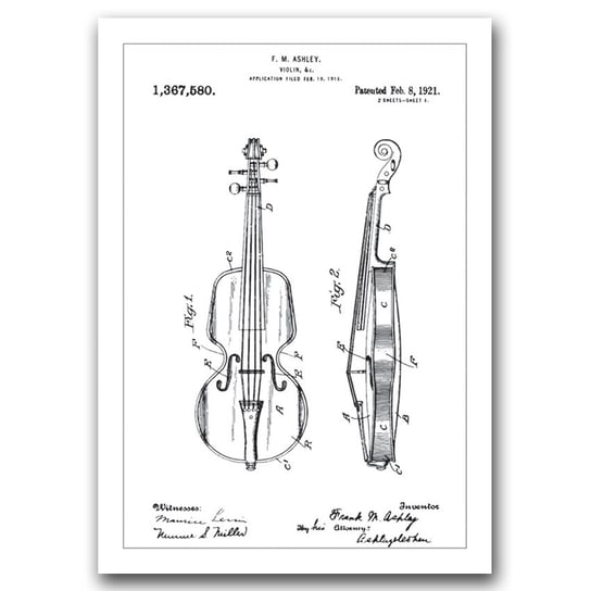Plakat w stylu retro Patent na skrzypce Ashley A1 Vintageposteria