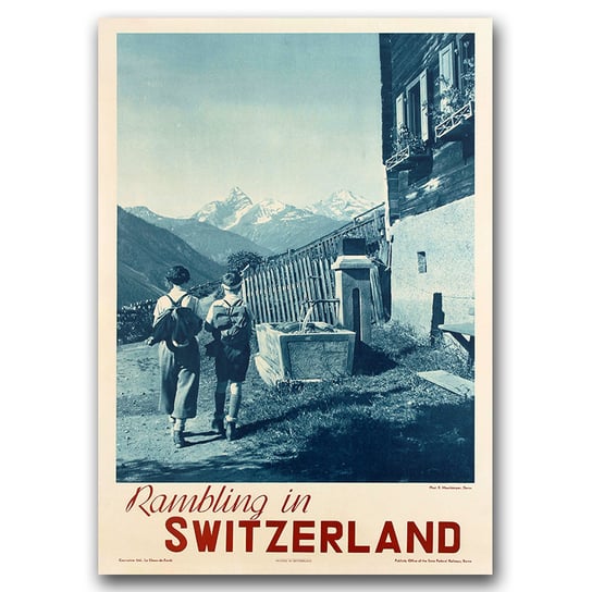 Plakat w stylu retro Rambing w Szwajcarii A3 Vintageposteria