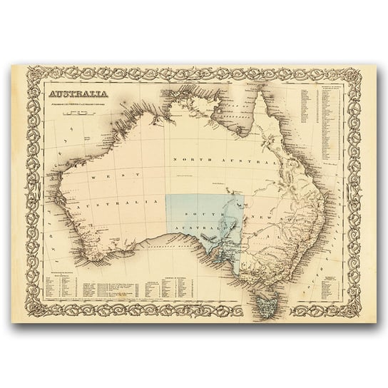 Plakat w stylu retro Stara mapa Australii A1 85x60 Vintageposteria