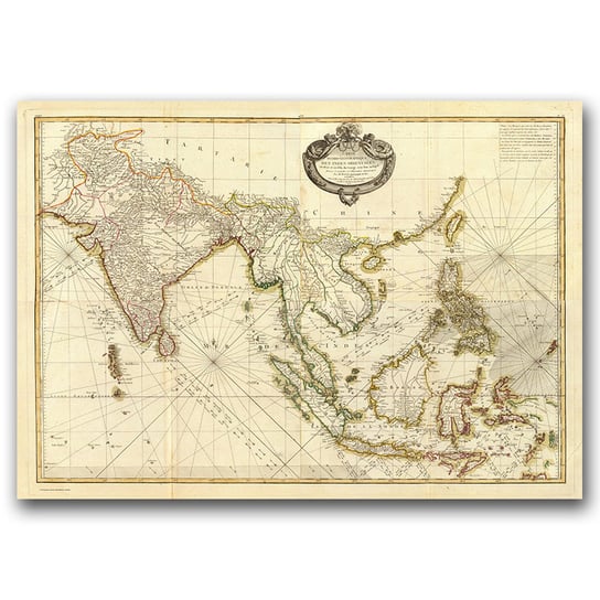 Plakat w stylu retro Stara mapa Azji A1 85x60 cm Vintageposteria