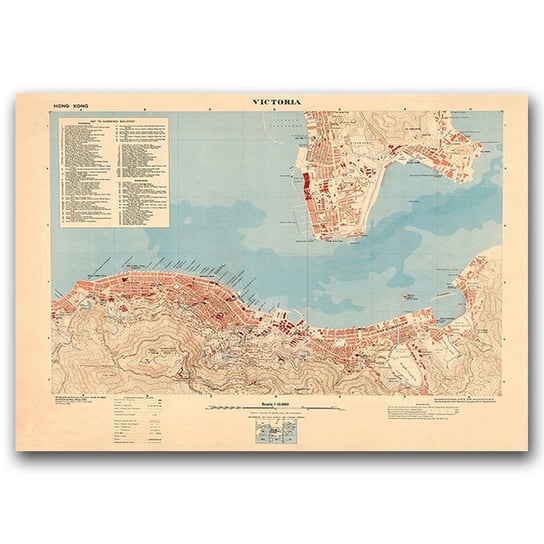 Plakat w stylu retro Stara mapa Hongkong A2 60x40 Vintageposteria