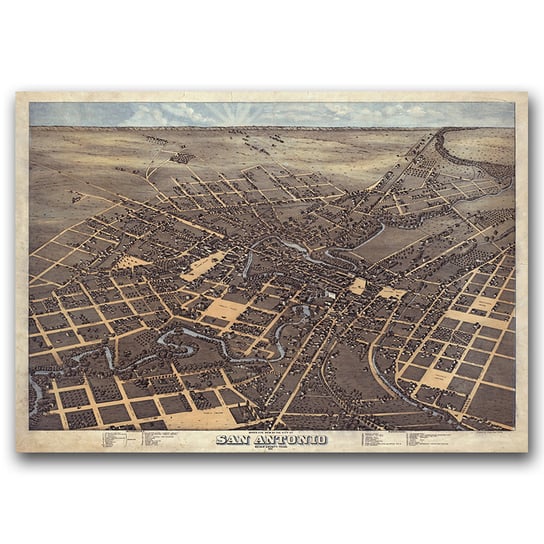 Plakat w stylu retro Stara mapa San Antonio A1 Vintageposteria