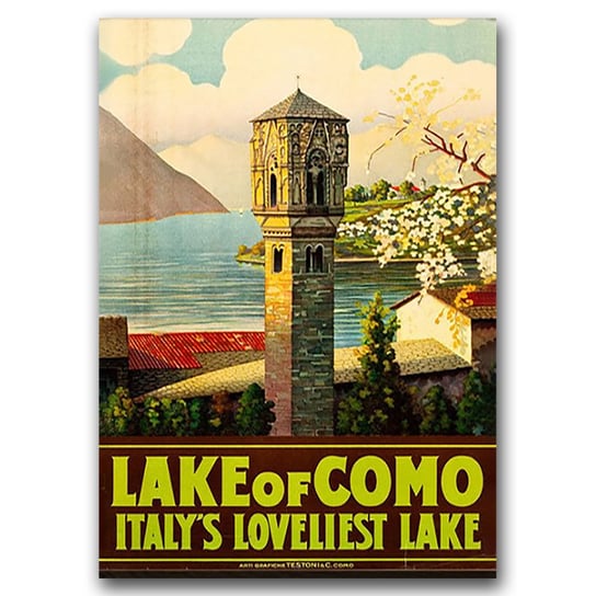 Plakat w stylu retro Włochy Jezioro Como A1 Vintageposteria