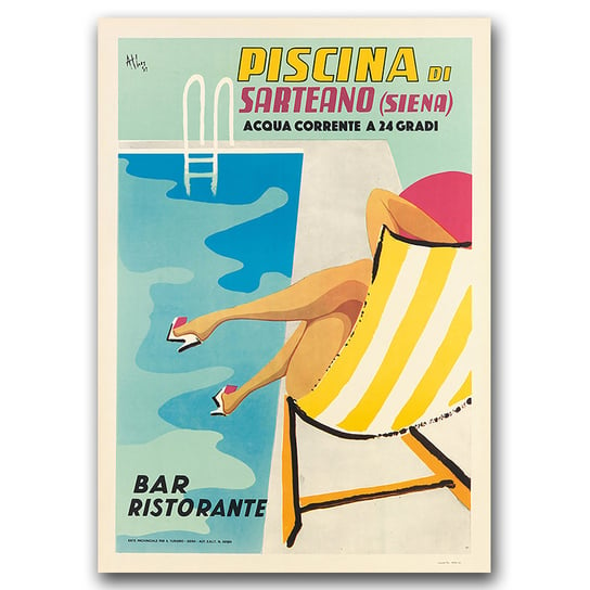 Plakat w stylu retro Włochy Piscina di Sarteano A1 Vintageposteria