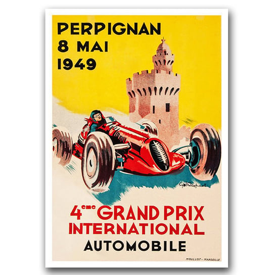 Plakat w stylu retro Wyścigi Perpignan 1949 A1 Vintageposteria