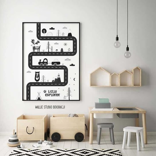 Plakat w stylu skandynawskim Miasteczko format A4 Wallie Studio Dekoracji