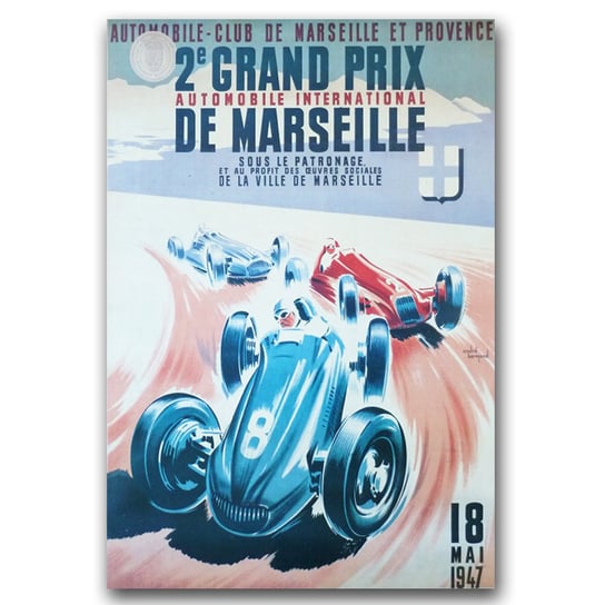 Plakat w stylu vintage Grand Prix de Marseille A2 Vintageposteria