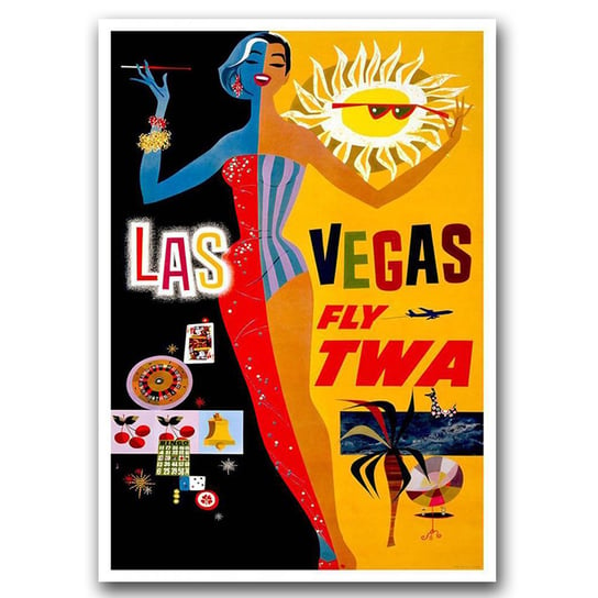Plakat w stylu vintage Las Vegas Fly TWA A1 Vintageposteria
