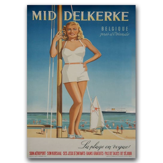 Plakat w stylu vintage Middelkerke Belgique A1 Vintageposteria