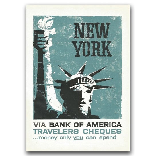 Plakat w stylu vintage na płótnie New York Bank A2 Vintageposteria