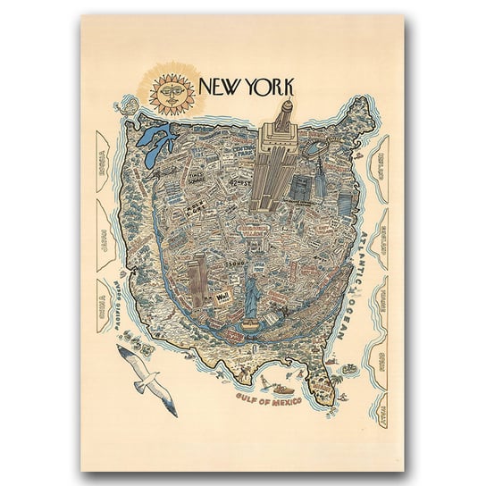 Plakat w stylu vintage na płótnie Nowy Jork A2 Vintageposteria