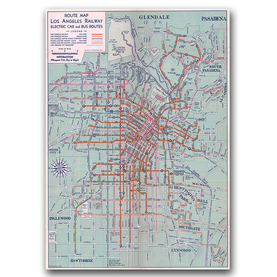 Plakat w stylu vintage Stara mapa Los Angeles A3 Vintageposteria