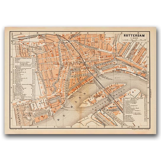 Plakat w stylu vintage Stara mapa Rotterdam A1 Vintageposteria