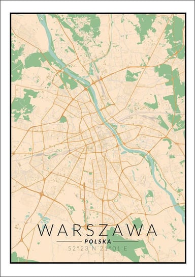 Plakat, Warszawa mapa kolorowa, 40x50 cm reinders