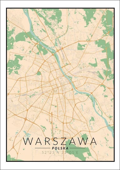 Plakat, Warszawa mapa kolorowa, 70x100 cm reinders
