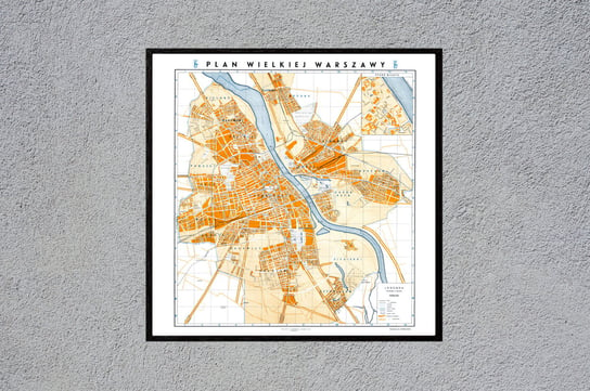 Plakat Warszawa plan miasta, stara mapa ścienna 1939 50x50 cm / DodoPrint Dodoprint