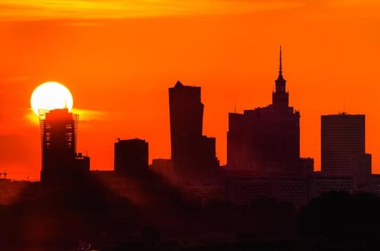 Plakat, Warszawa Zachód słońca Wielka kula, 84,1x59,4 cm reinders