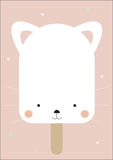 Plakat, Wesołe lody – kotek na różowym tle, 20x30 cm reinders