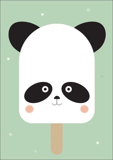 Plakat, Wesołe lody panda na miętowym tle, 20x30 cm reinders