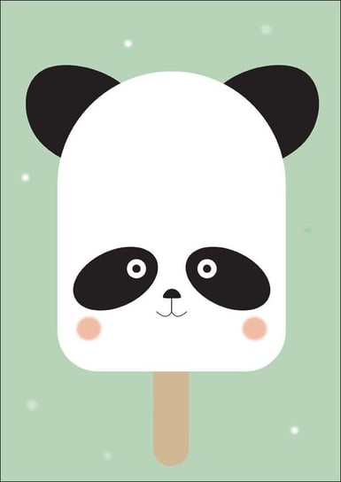 Plakat, Wesołe lody panda na miętowym tle, 30x40 cm reinders