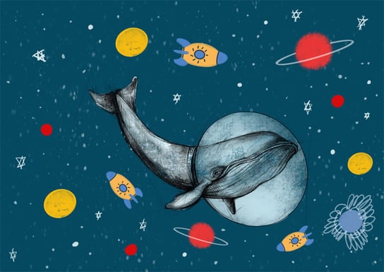Plakat, Wieloryb w kosmosie, 29,7x21 cm reinders