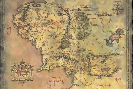 Plakat Władca Pierścieni Mapa Śródziemia 91,5X61Cm The Lord of The Rings