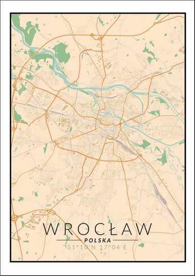 Plakat, Wrocław mapa kolorowa, 20x30 cm reinders