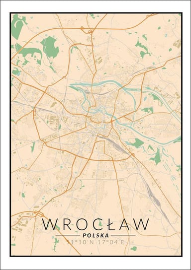 Plakat, Wrocław mapa kolorowa, 20x30 cm reinders