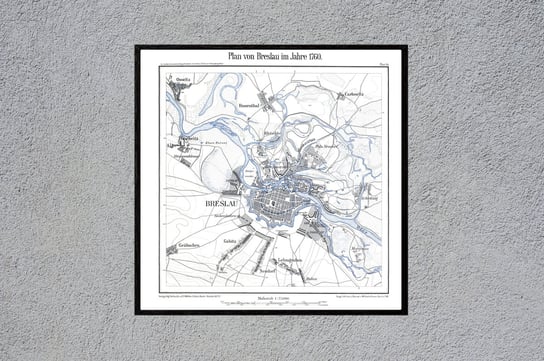 Plakat Wrocław plan miasta, Breslau stara mapa 1760 50x50 cm / DodoPrint Dodoprint