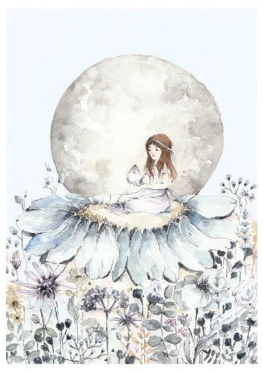Plakat, Wróżka z Księżycem, 29,7x42 cm Katarzyna Stróżyńska Goraj