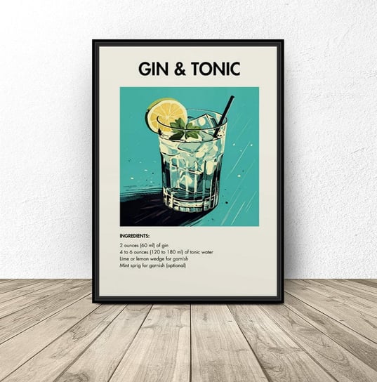 Plakat z drinkiem "Gin&Tonic" 50x70 (500mm x 700mm) Scandi Poster