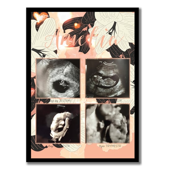 Plakat z pamiątką ciąży w kwiatowym otoczeniu, Sowia Aleja Inna marka