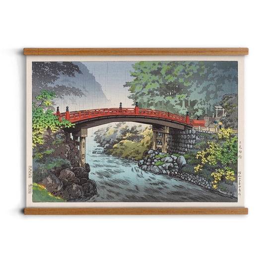 plakat z ramką A2 Most rzeka Ukiyo-e dębowe drewno, ArtprintCave ArtPrintCave