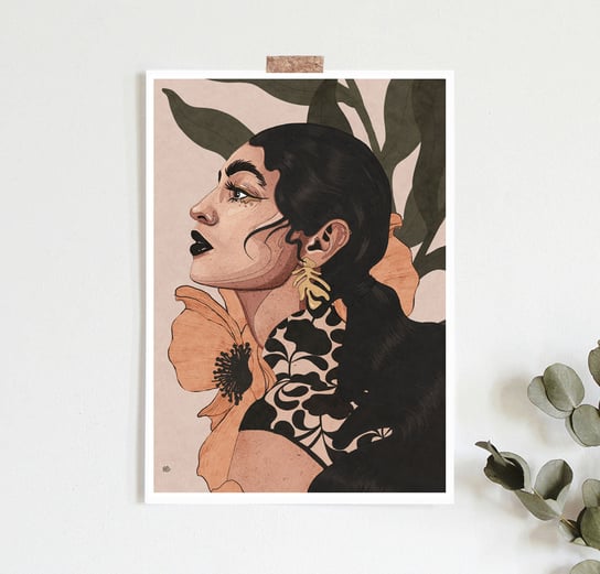 Plakat, ZANETAANTOSIK, kobieta z pomarańczowym kwiatem, 30x40 cm zanetaantosik