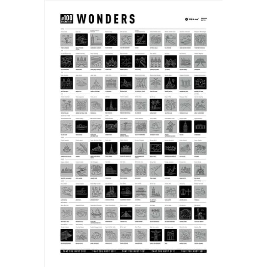 Plakat zdrapka „#100 Bucketlist Wonders Edition" | 1DEA.me 1DEA.me