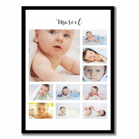 Plakat ze zdjęciami dziecka, kolaż zdjęć niemowlaka, 1rok, narodziny, pamiątka z narodzin, Sowia Aleja Inna marka