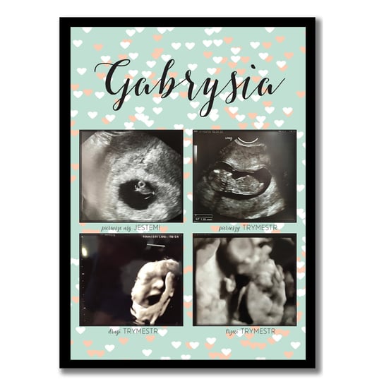 Plakat ze zdjęciami z USG, pamiątka z ciąży prezent na Baby Shower Ciąża, Sowia Aleja Inna marka