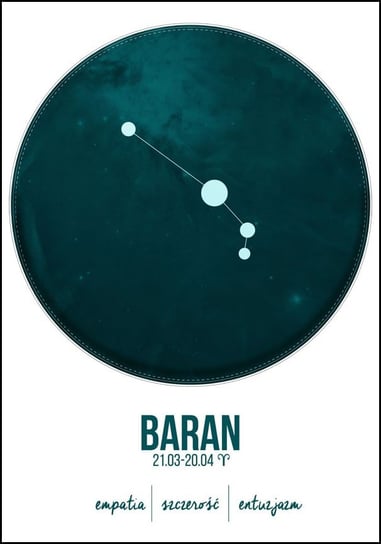 Plakat, Znak zodiaku, Baran, 50x70 cm reinders