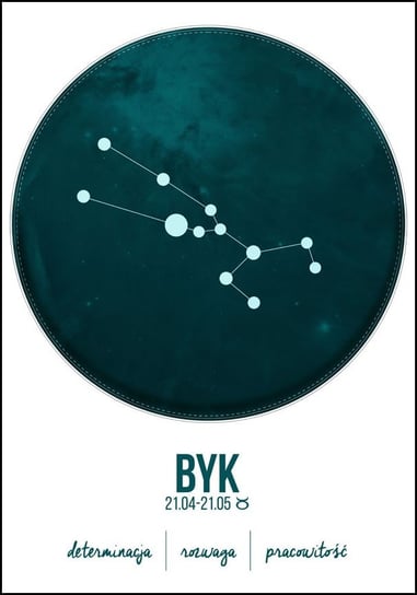 Plakat, Znak zodiaku, Byk, 21x29,7 cm reinders