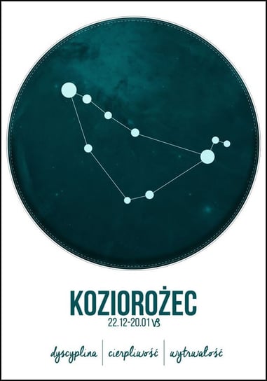 Plakat, Znak zodiaku, Koziorożec, 21x29,7 cm reinders