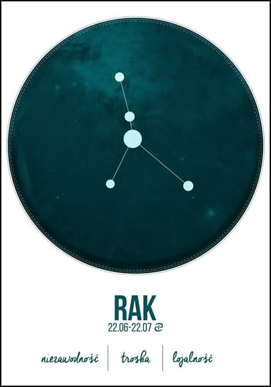 Plakat, Znak zodiaku, Rak, 20x30 cm reinders