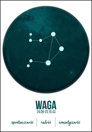 Plakat, Znak zodiaku, Waga, 21x29,7 cm reinders