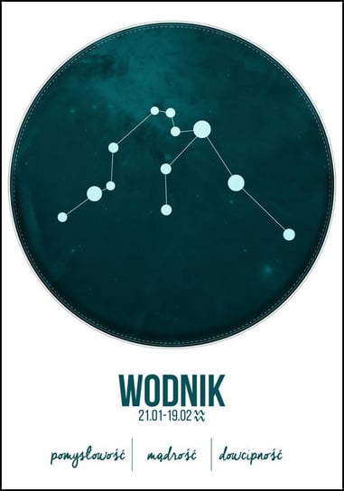 Plakat, Znak zodiaku, Wodnik, 21x29,7 cm reinders