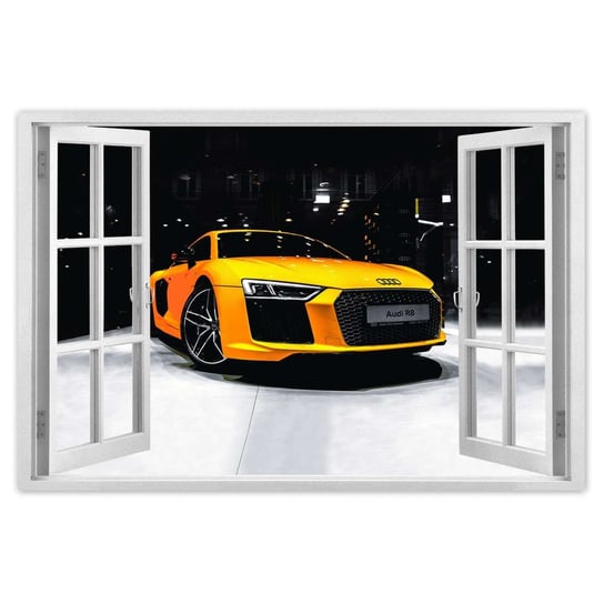 Plakat Żółte Audi R8, 90x60 cm ZeSmakiem