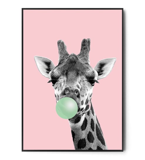 PLAKAT ŻYRAFA BUBBLE GUM PINK FOX ART STUDIO